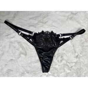Honey Birdette MRS. ROBINSON🖤 Black Faux Leather Thong XS